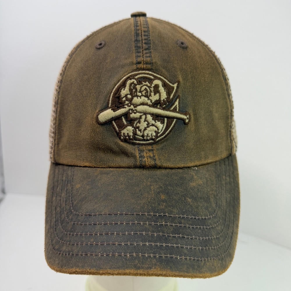 Charleston RiverDogs Baseball Trucker Hat Patch Brown Tan Mesh Snapback Cap